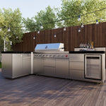 FORNO Bulnes 40-Inch BBQ, 95,000 BTU, 5 Burners, Sear & Rotisserie Infrared with Side Burner, Stainless Steel Outdoor Kitchen with 1.8 cu.ft. Beverage Center & Black Granite Countertops - BonPrix Électroménagers