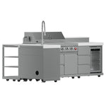 FORNO Bulnes 40-Inch BBQ, 95,000 BTU, 5 Burners, Sear & Rotisserie Infrared with Side Burner, Stainless Steel Outdoor Kitchen with 1.8 cu.ft. Beverage Center & White Sintered Stone Countertops - BonPrix Électroménagers