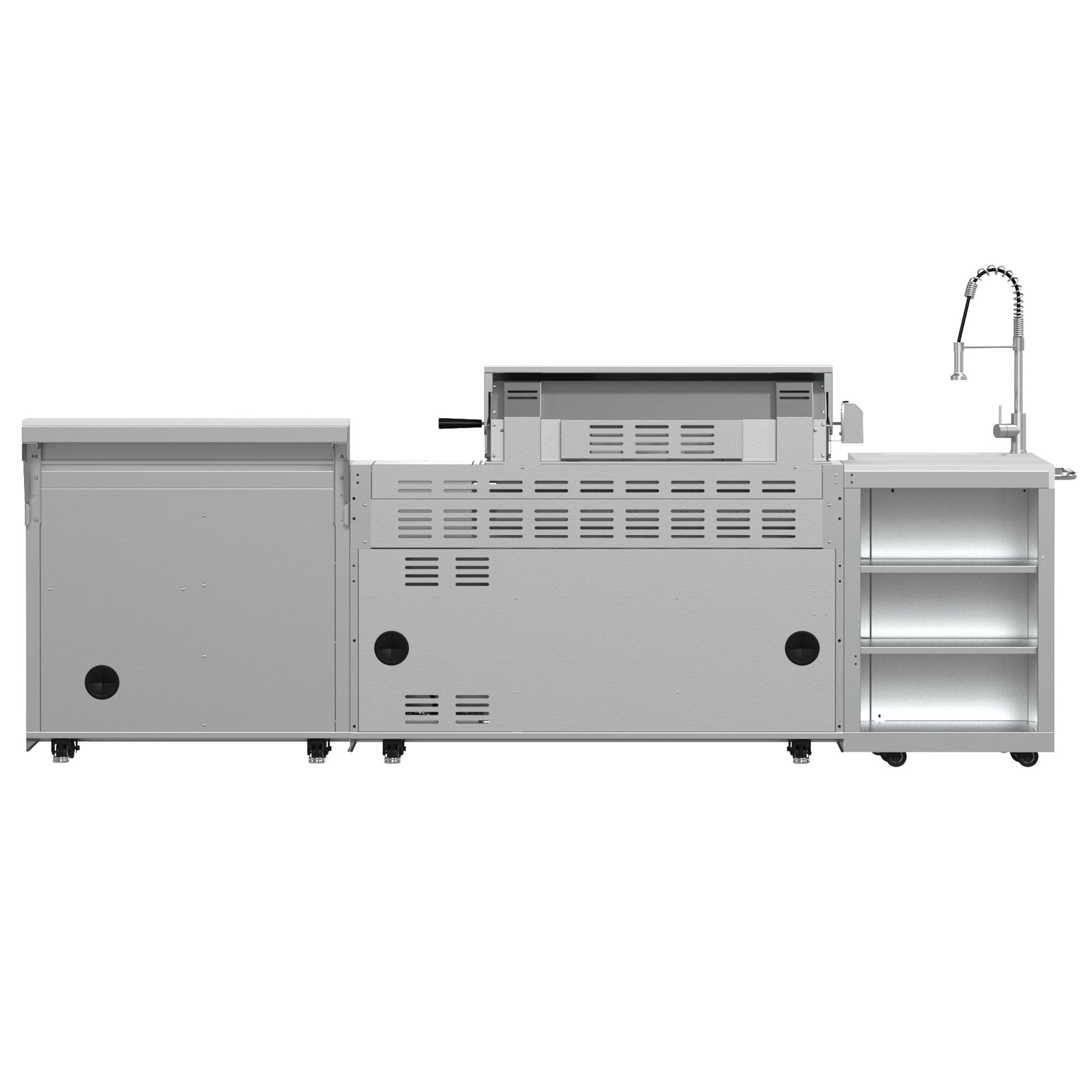 FORNO Bulnes 40-Inch BBQ, 95,000 BTU, 5 Burners, Sear & Rotisserie Infrared with Side Burner, Stainless Steel Outdoor Kitchen with 1.8 cu.ft. Beverage Center & White Sintered Stone Countertops - BonPrix Électroménagers