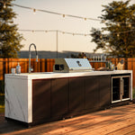 Forno Rimini Outdoor Kitchen: 30" BBQ 62,600 BTU, 4.8 cu.ft. Refrigerators, White Countertops - BonPrix Électroménagers