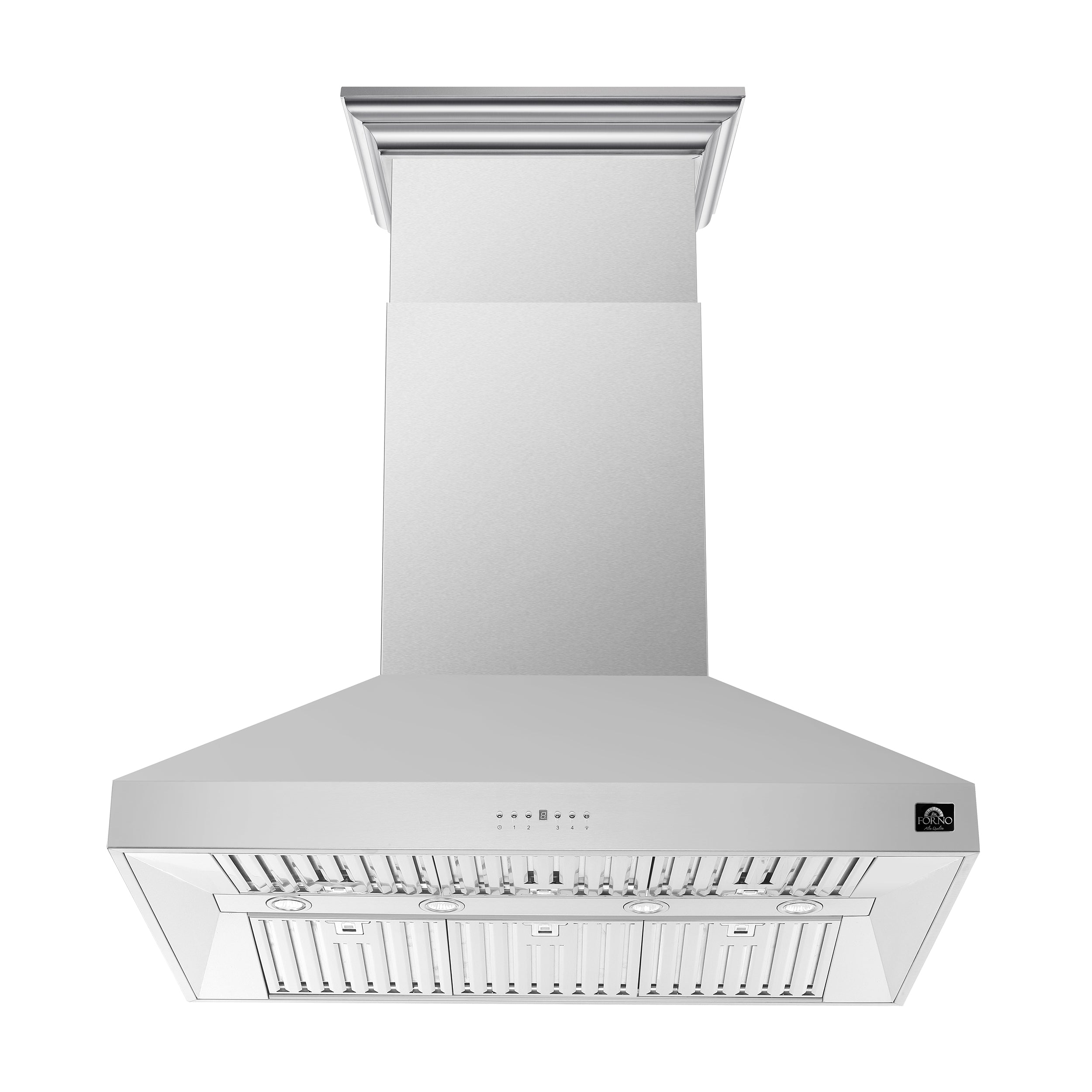 Forno Coppito 48-Inch Island Range Hood, Stainless Steel, LED Lighting, Adjustable Fan Speeds - BonPrix Électroménagers