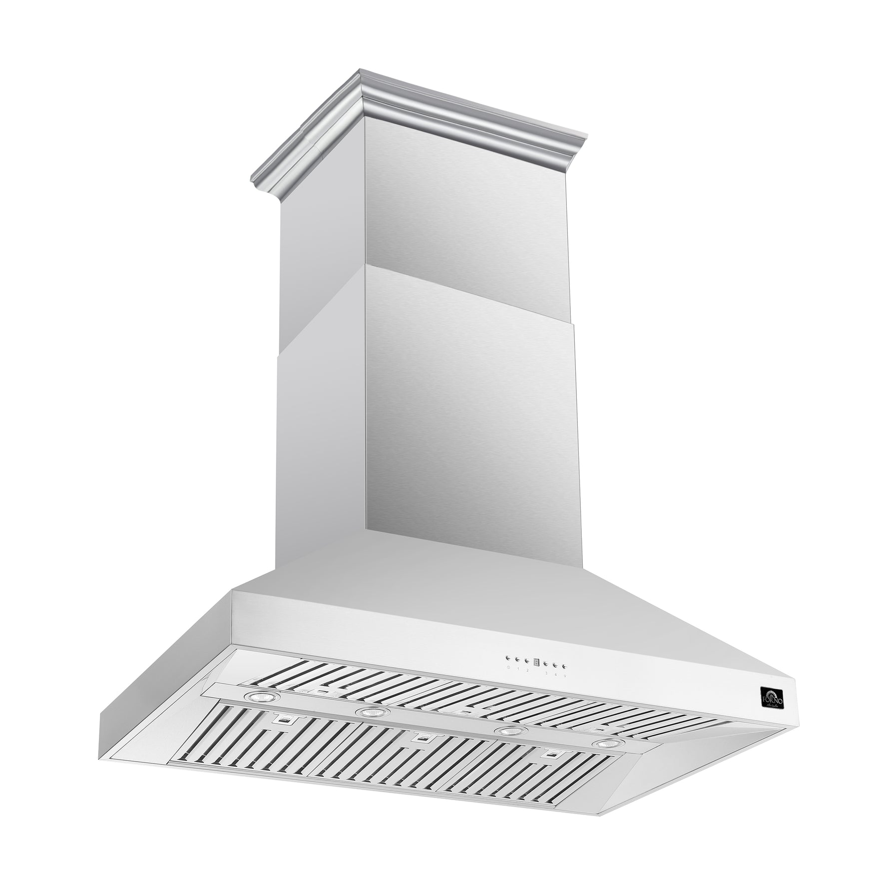 Forno Coppito 48-Inch Island Range Hood, Stainless Steel, LED Lighting, Adjustable Fan Speeds - BonPrix Électroménagers