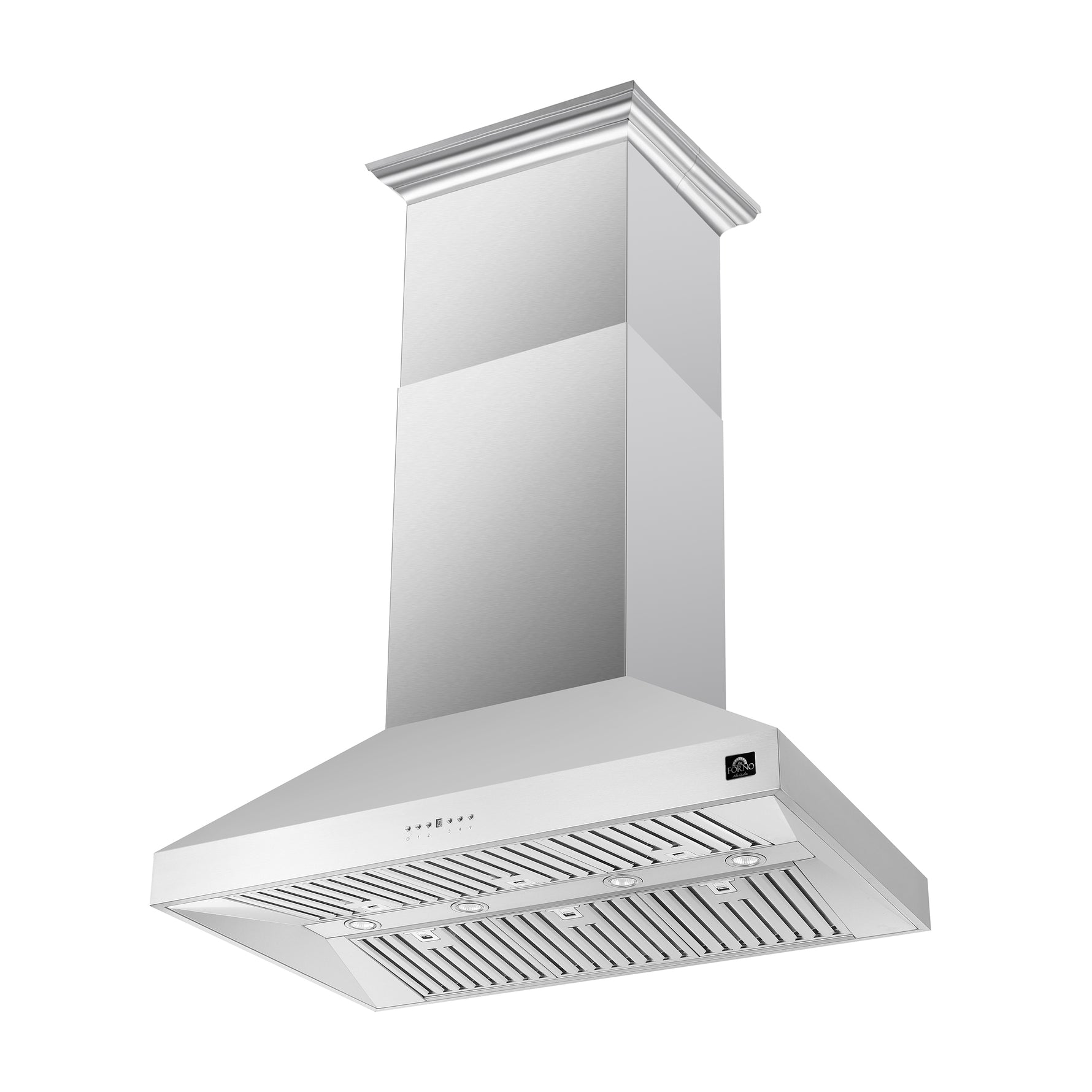 Forno Coppito 48-Inch Island Range Hood, Stainless Steel, LED Lighting, Adjustable Fan Speeds - BonPrix Électroménagers