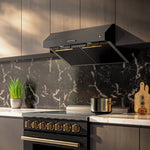 Forno Bari Espresso 30-Inch Under Cabinet Range Hood, Black, 600 CFM, LED Lighting, Dishwasher-Safe Baffle Filters, 3-Speed Fan Control - BonPrix Électroménagers