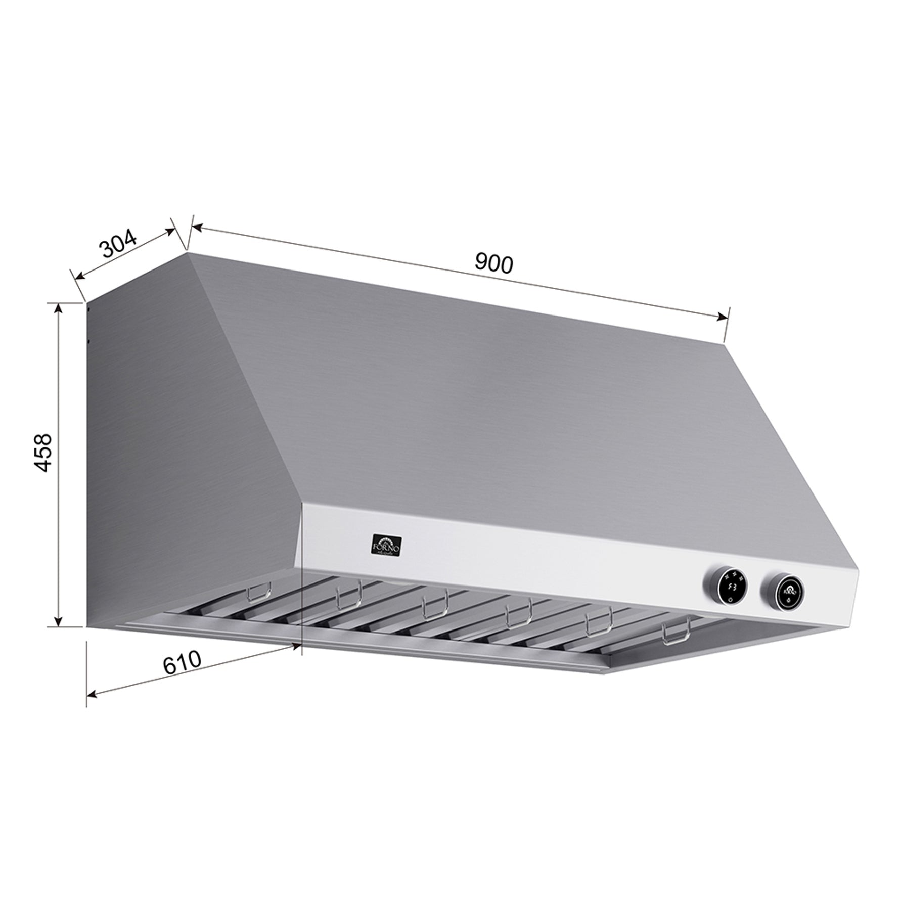 Forno Biagio 36-Inch Wall Mounted Range Hood, Stainless Steel, Heavy Duty - BonPrix Électroménagers
