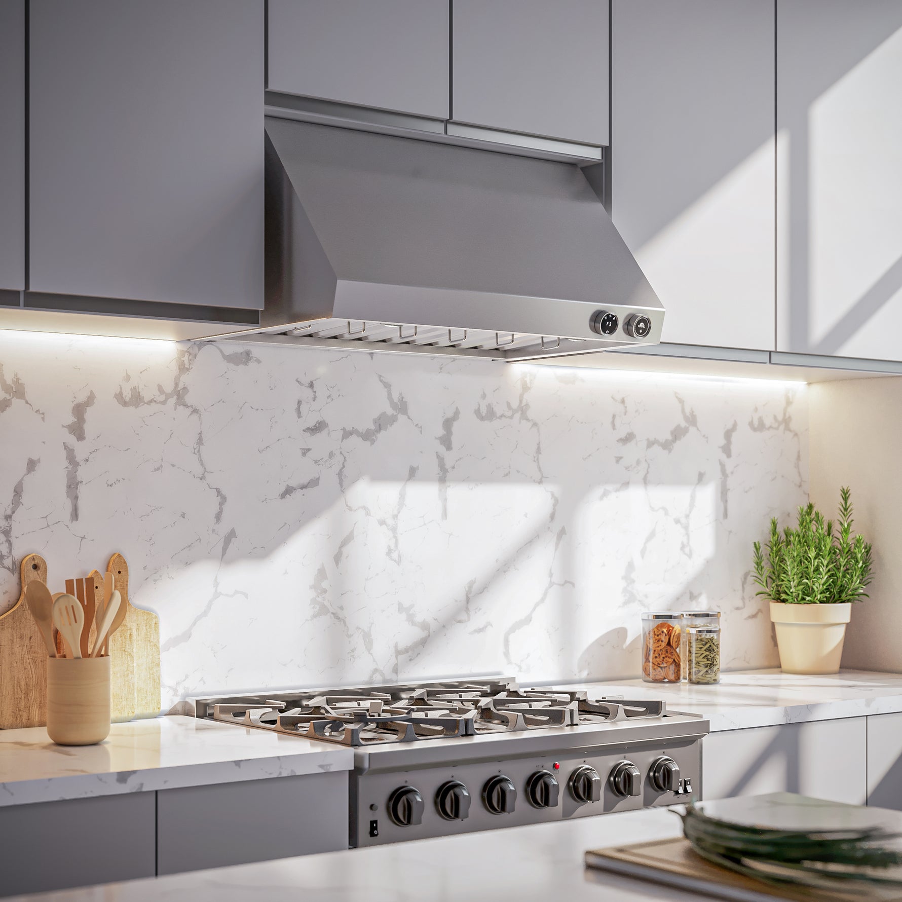 Forno Biagio 36-Inch Wall Mounted Range Hood, Stainless Steel, Heavy Duty - BonPrix Électroménagers