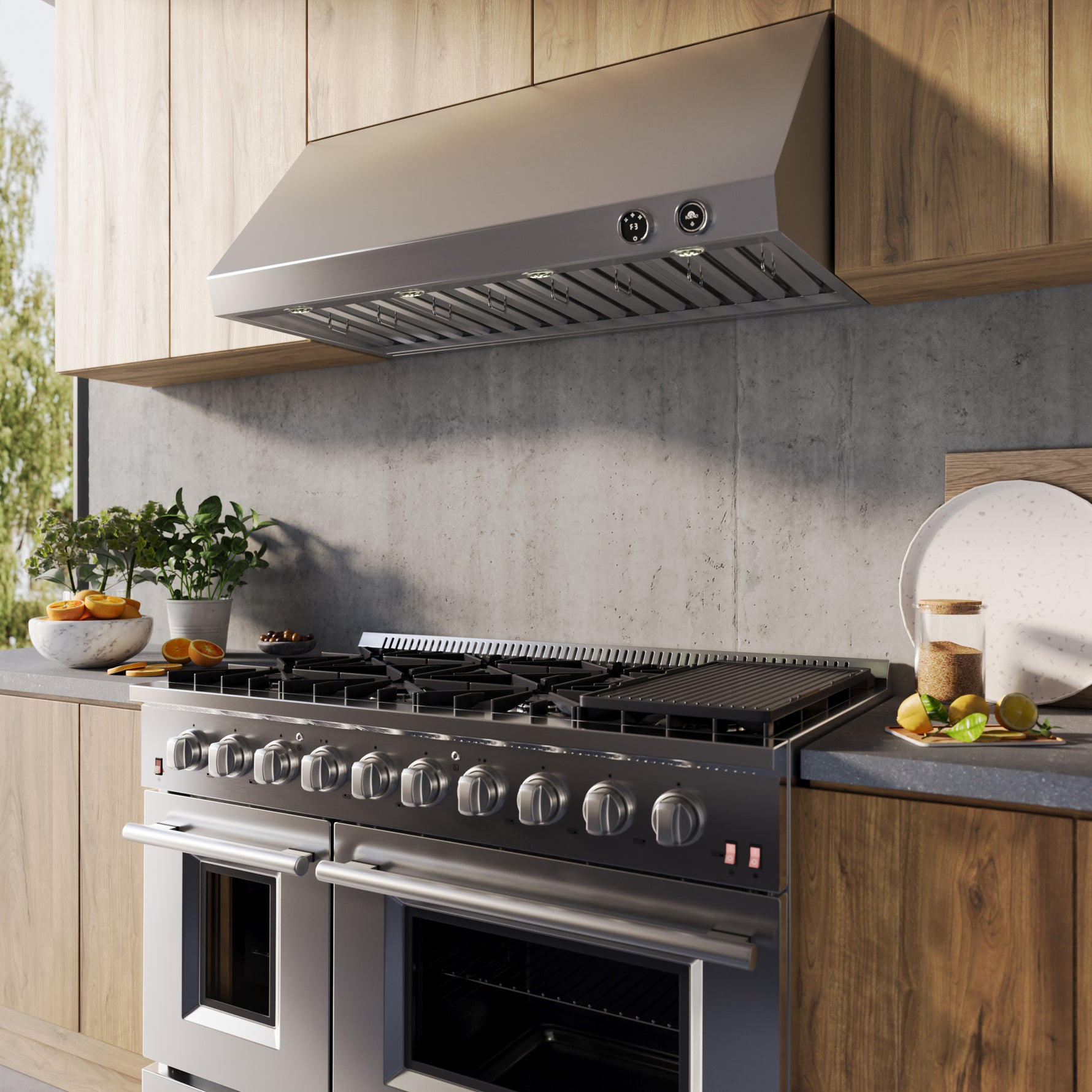 Forno Biagio 48-Inch Wall Mounted Range Hood, Stainless Steel, Heavy Duty - BonPrix Électroménagers