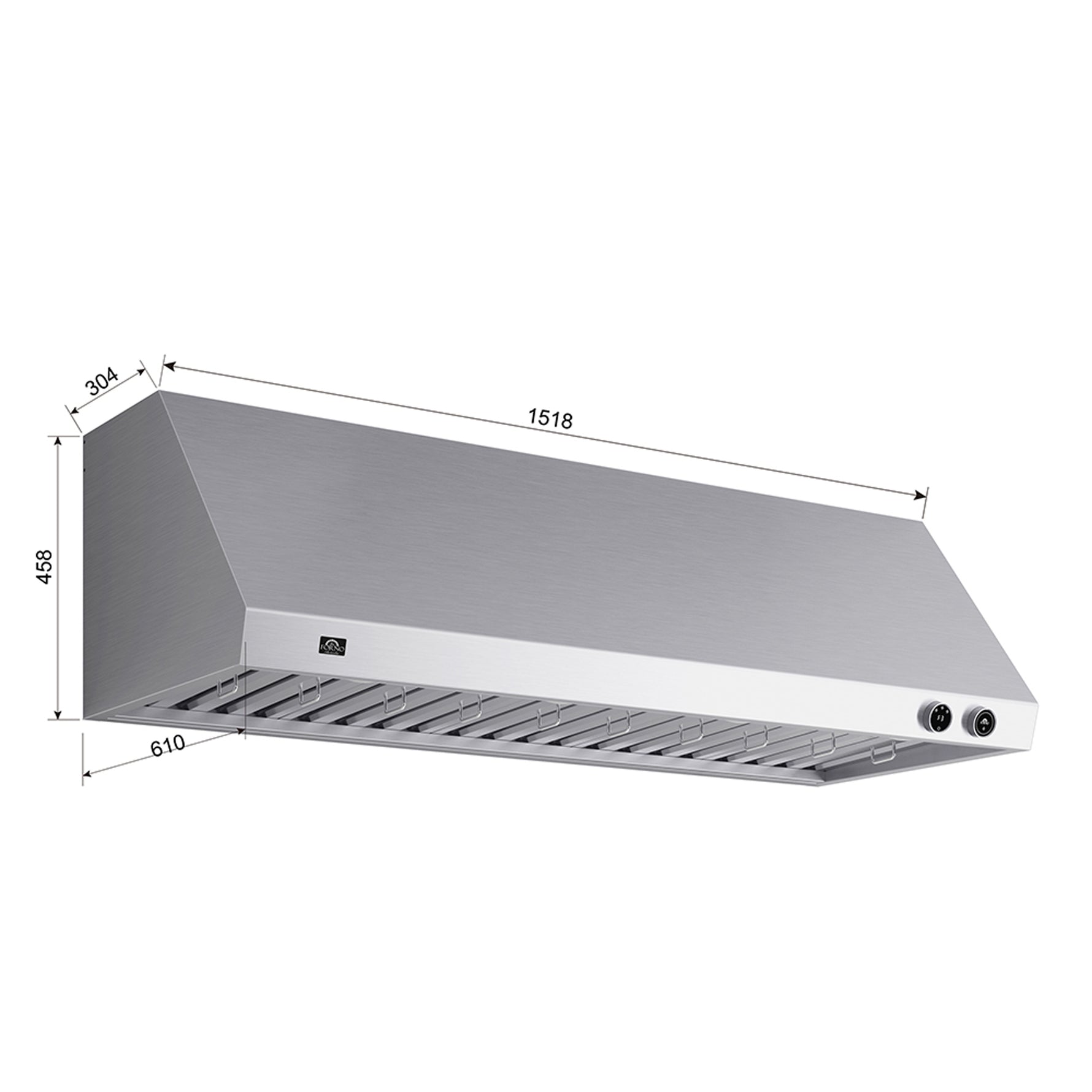 Forno Biagio 60-Inch Wall Mounted Range Hood, Stainless Steel, Heavy Duty - BonPrix Électroménagers