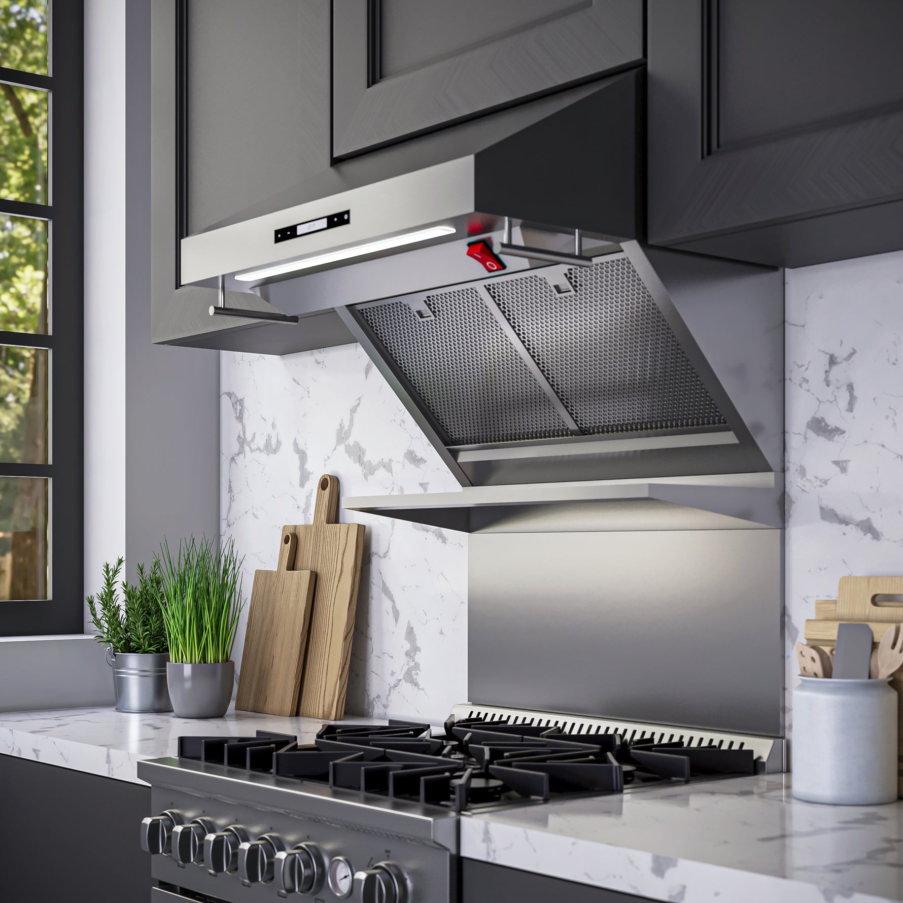 Forno Savona 30-Inch Wall Mount Range Hood, Hybrid Filters, Backsplash Included - BonPrix Électroménagers