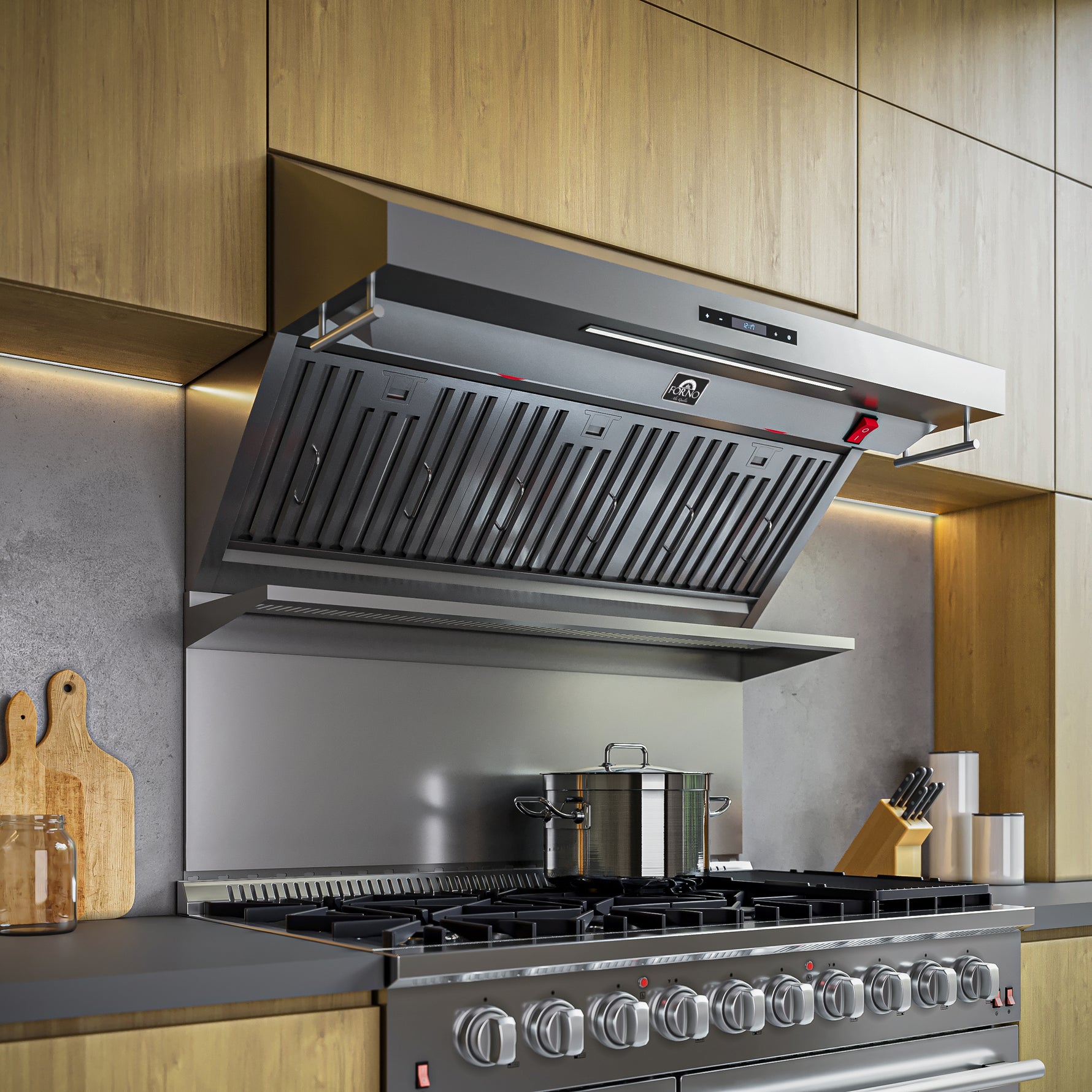 Forno Savona 48-Inch Wall Mount Range Hood, Baffle Filters, Backsplash Included - BonPrix Électroménagers
