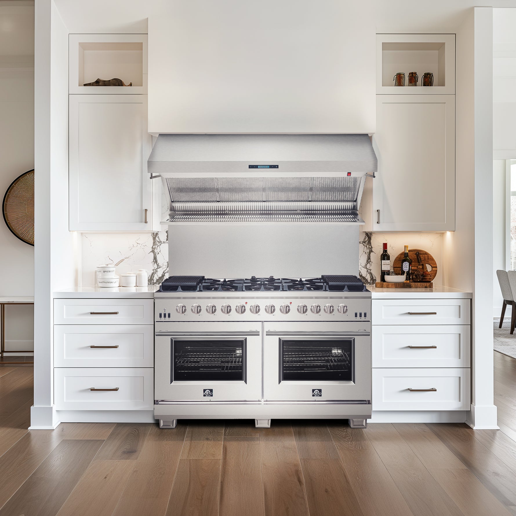 Forno Savona 60-Inch Wall Mount Range Hood, Hybrid Filters, Backsplash Included - BonPrix Électroménagers