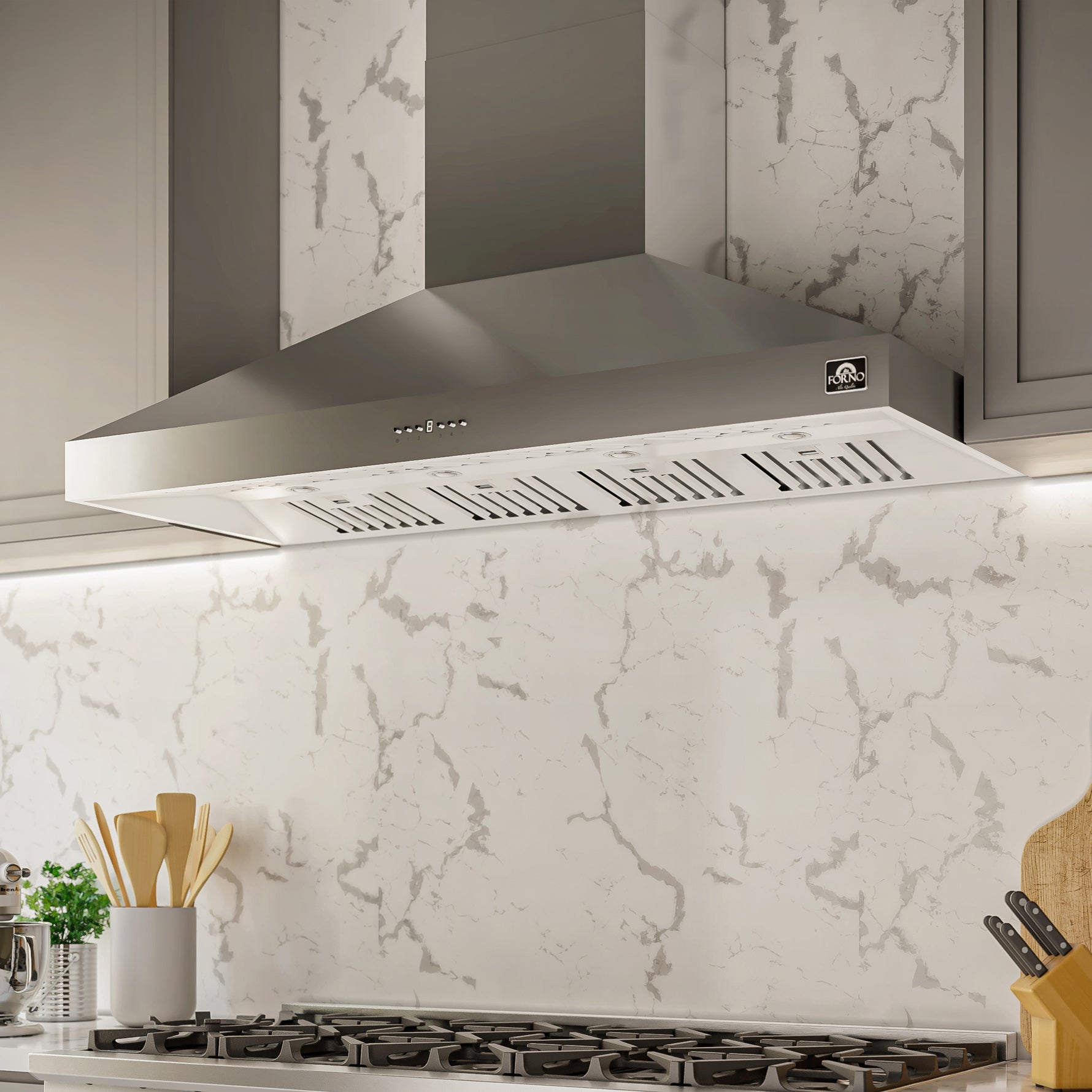 Forno Orvieto 60-Inch Wall Mount Range Hood, LED Lighting, Heavy Duty, Stainless Steel - BonPrix Électroménagers