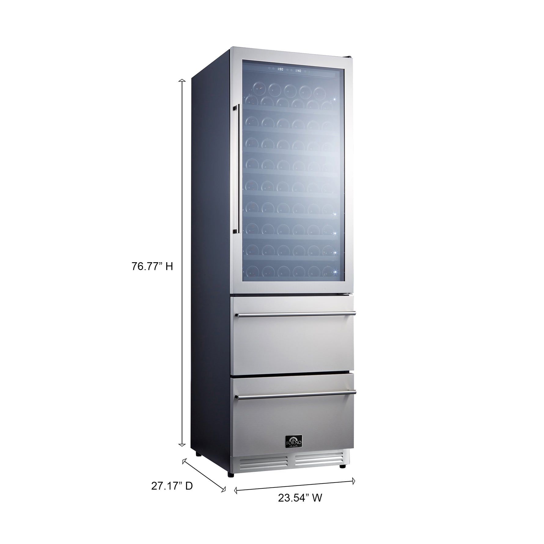 Forno Azienda 24-Inch Dual Temperature Zone Wine Cooler, Up to 108 Bottles, Two Refrigerated Drawers, Adjustable Temperature Zones, Energy Efficient - BonPrix Électroménagers
