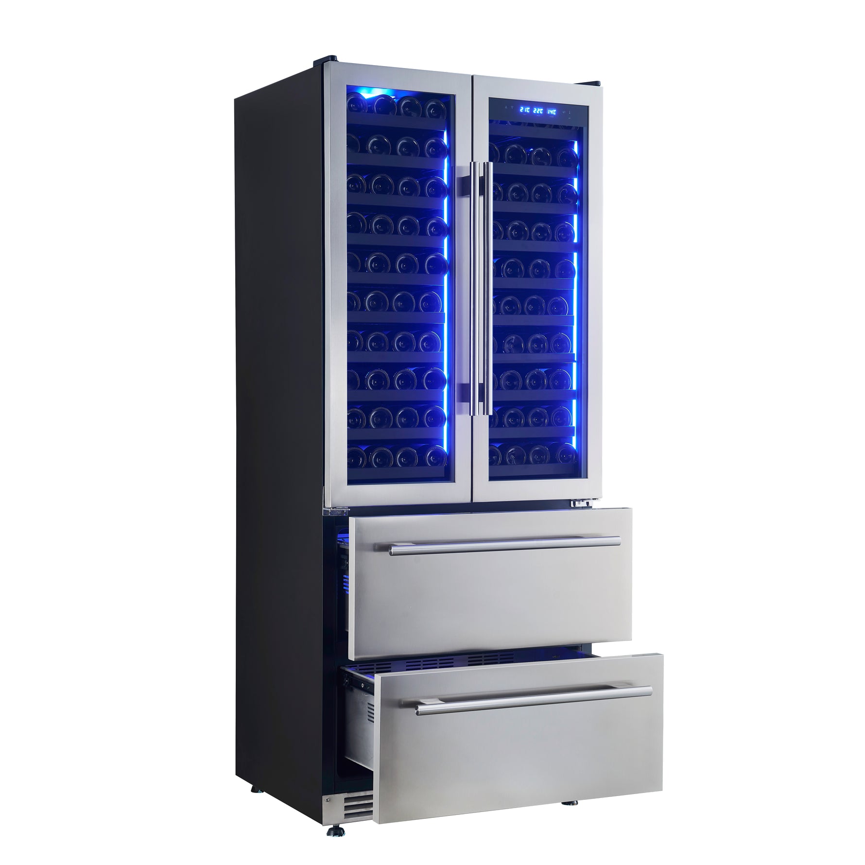 Forno Campania 32-Inch Wine Cooler, Stainless Steel, Dual Wine Zones, Two Beverage Drawers, 17.7 cu.ft - BonPrix Électroménagers