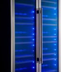 Forno Vernazza 40-Inch Side-by-Side Dual Zone Wine Cellar, 25.07 cu.ft Capacity, Stainless Steel, Temperature Control, UV-Protected Glass Door, Wooden Shelves - BonPrix Électroménagers