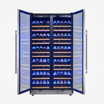 Forno Vernazza 40-Inch Side-by-Side Dual Zone Wine Cellar, 25.07 cu.ft Capacity, Stainless Steel, Temperature Control, UV-Protected Glass Door, Wooden Shelves - BonPrix Électroménagers