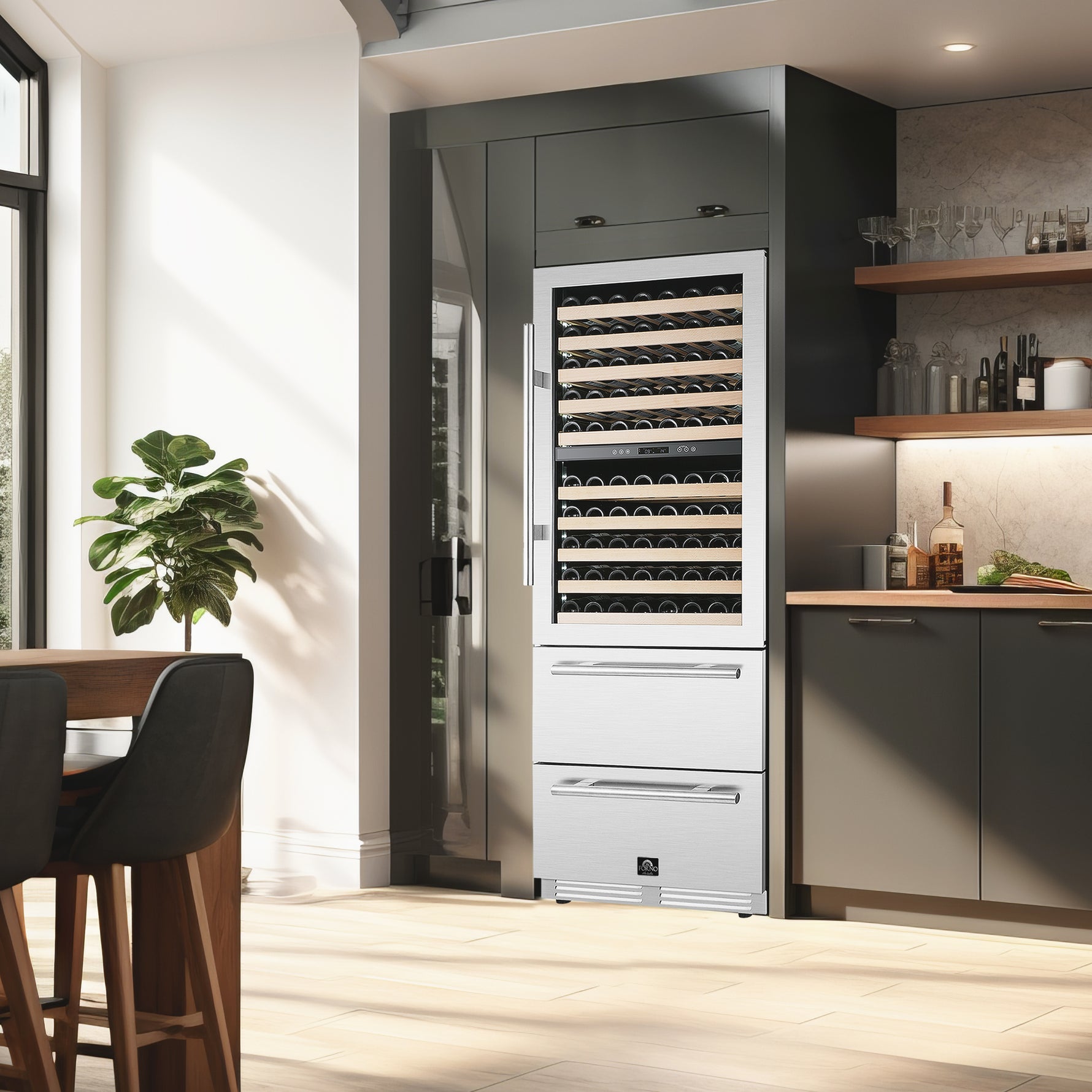 Forno Celano 30-Inch Dual Zone Wine Cooler and Beverage Cooler, 21.3 cu.ft, Stainless Steel - BonPrix Électroménagers