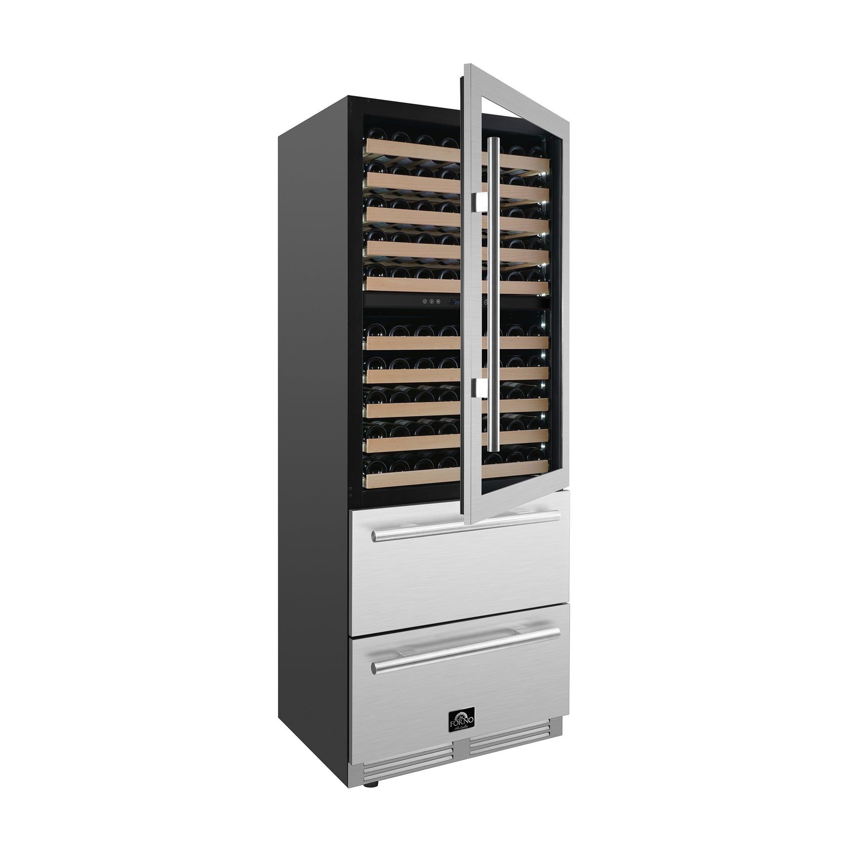 Forno Celano 30-Inch Dual Zone Wine Cooler and Beverage Cooler, 21.3 cu.ft, Stainless Steel - BonPrix Électroménagers