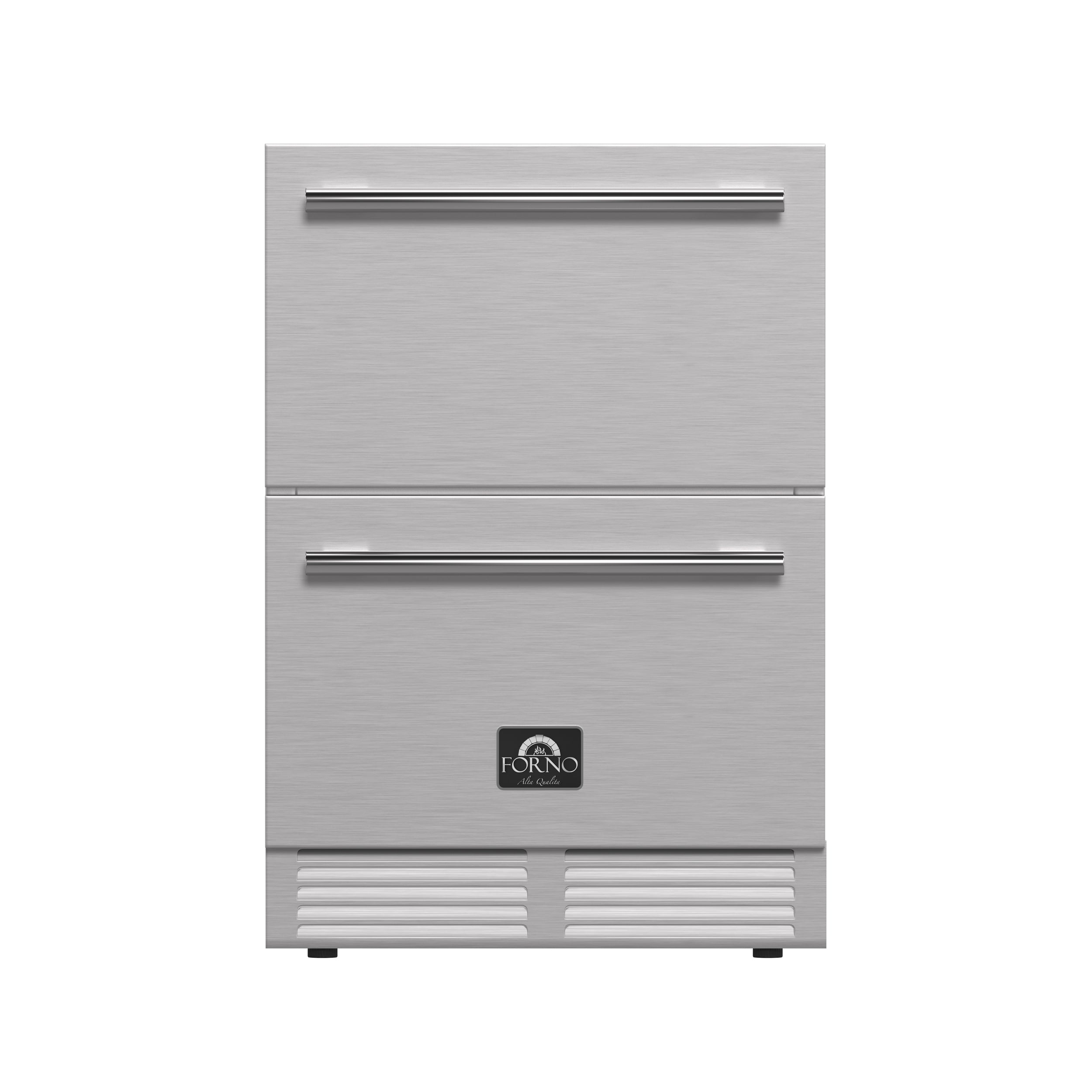 Forno Como 24-Inch Indoor Outdoor Drawer Refrigerator, 4.87 cu.ft, Stainless Steel Interior, Adjustable Shelves, LED Lighting - BonPrix Électroménagers