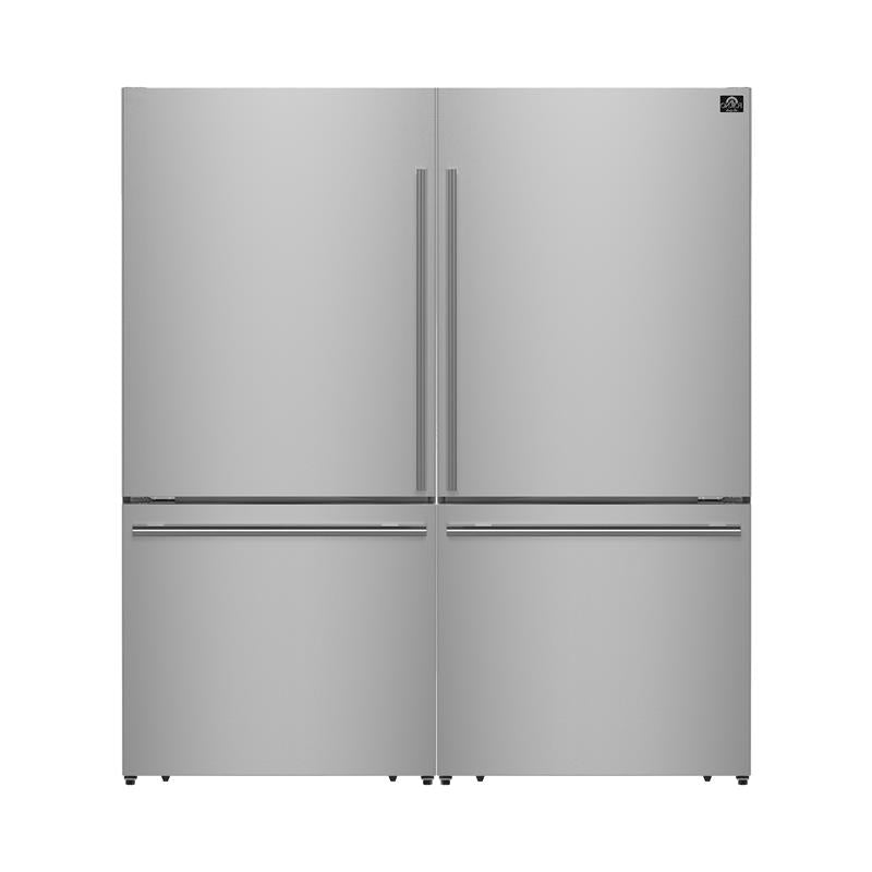 Forno Milano 2-Piece 62-Inch Freestanding Dual Bottom Freezer Refrigerator, Stainless Steel – 34.4 cu.ft, Touch Control, Ice Maker - BonPrix Électroménagers