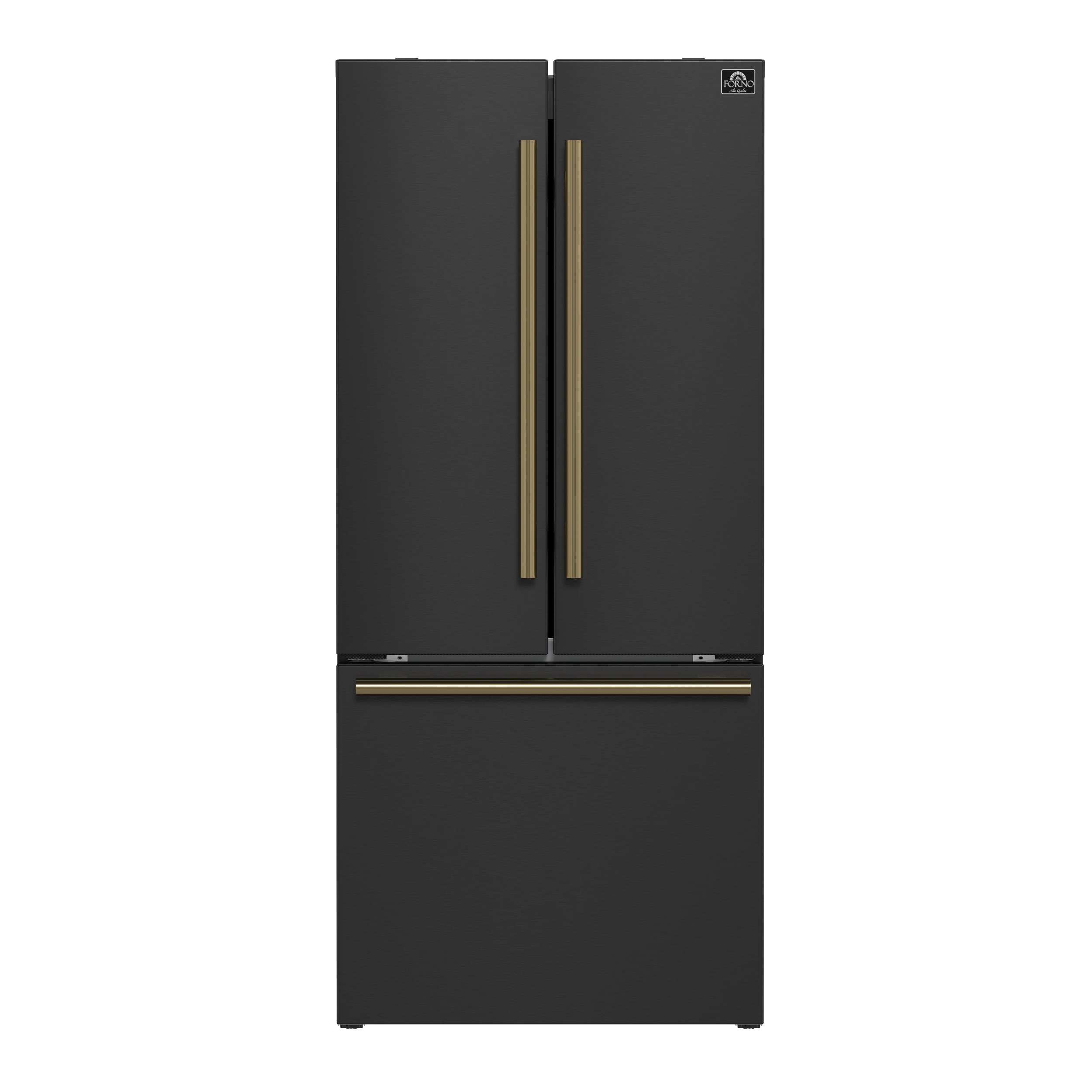 Forno Gallipoli Espresso 30-Inch Black French Door Refrigerator, Bottom Freezer, 17.5 Cu. Ft., No Frost, Ice Maker - BonPrix Électroménagers