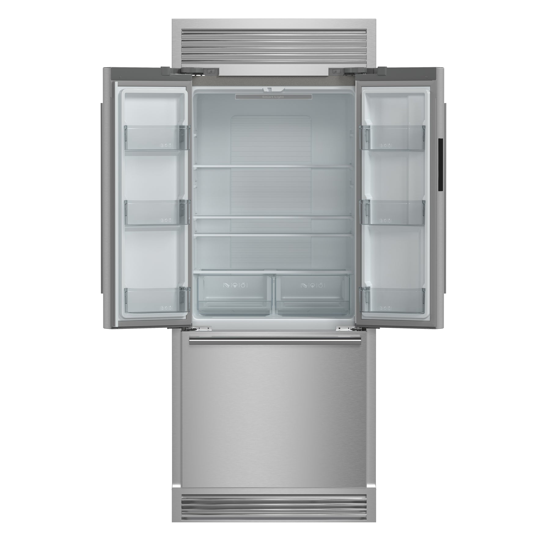 Forno Gallipoli 30-Inch French Door Refrigerator, 17.5 cu.ft Capacity, Decorative Grill, 34-Inch Width, Stainless Steel, No Frost Technology, Energy Efficient - BonPrix Électroménagers