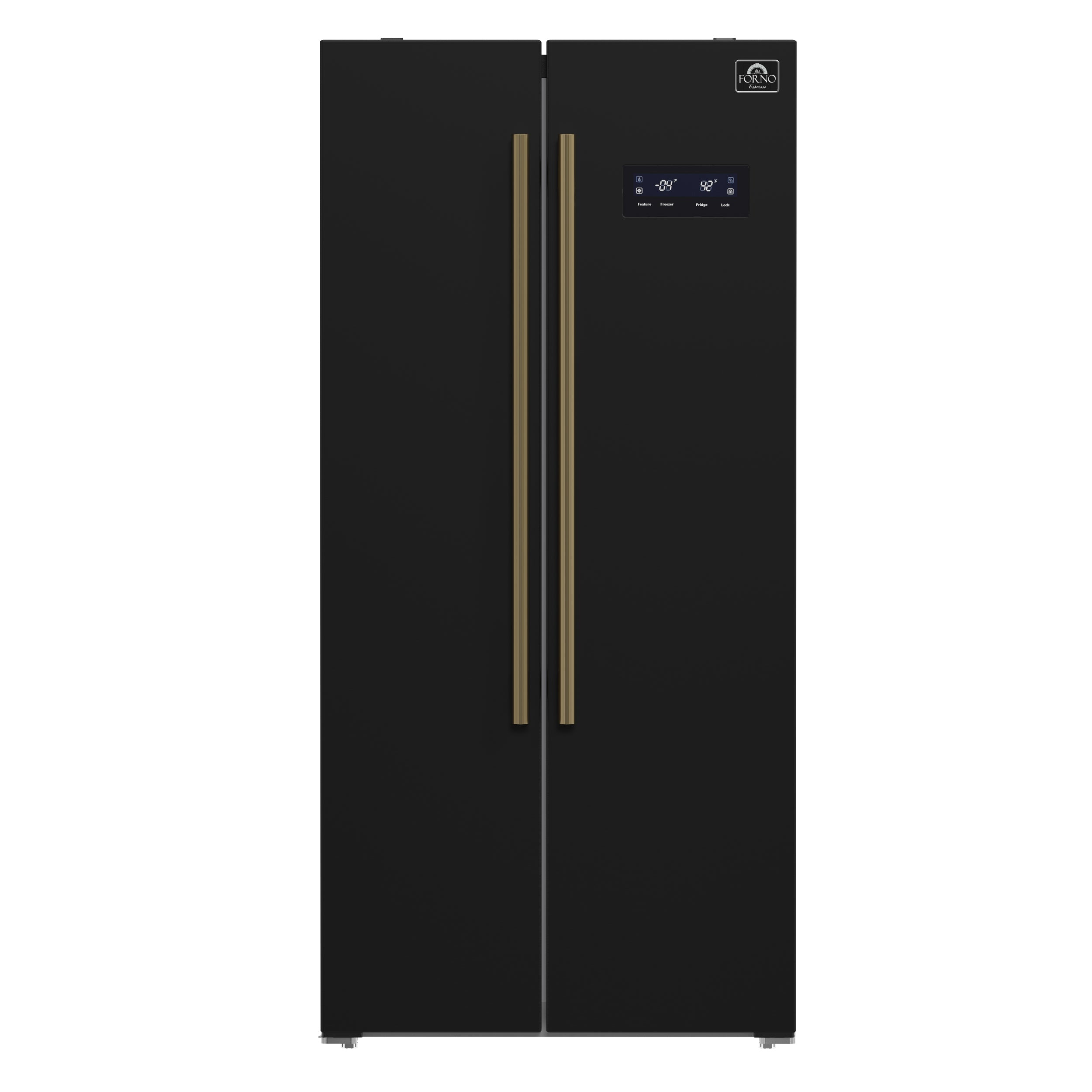 Forno Salerno Espresso 33-Inch Black Side-by-Side Refrigerator, 15.6 Cu. Ft., Energy-Efficient, No Frost, Modern Design - BonPrix Électroménagers