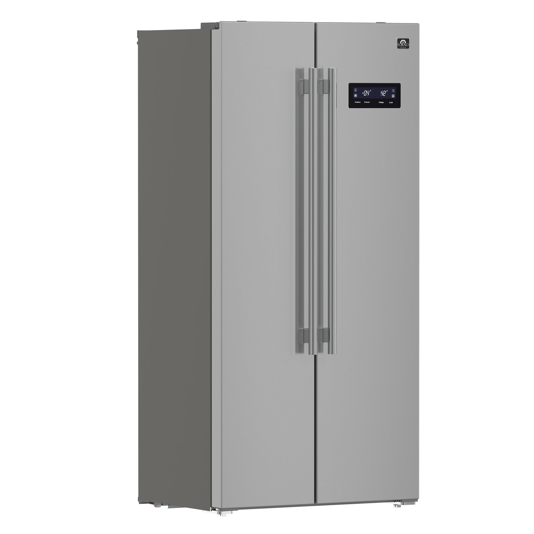 Forno Salerno 33-Inch Side-by-Side Stainless Steel Refrigerator, 15.6 cu.ft, ENERGY STAR Certified - BonPrix Électroménagers