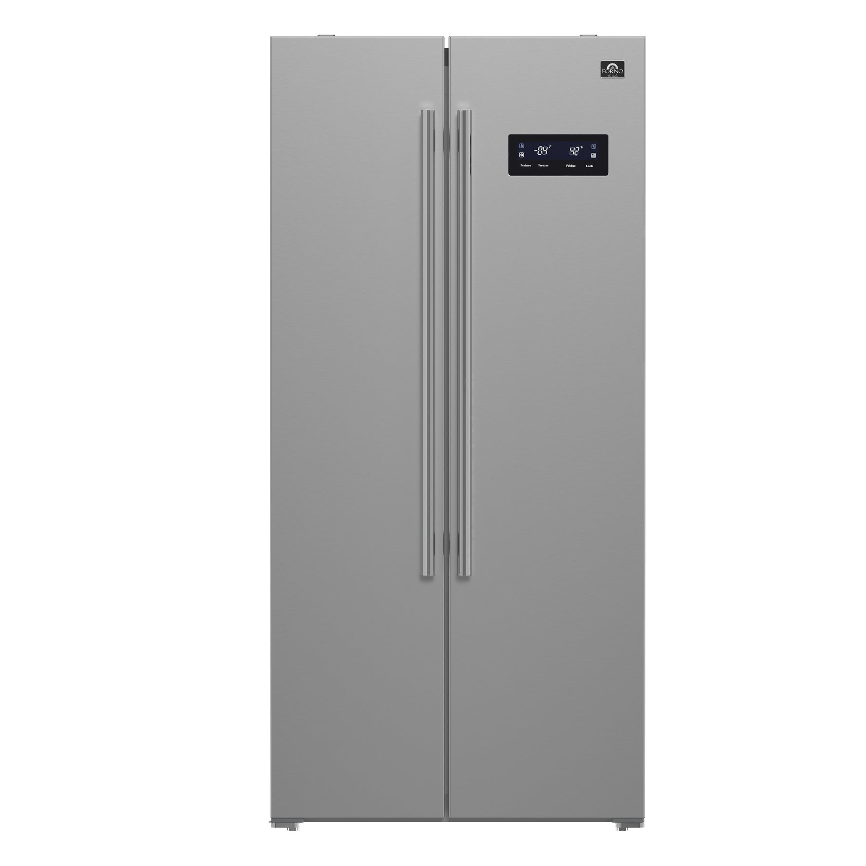 Forno Salerno 33-Inch Side-by-Side Stainless Steel Refrigerator, 15.6 cu.ft, ENERGY STAR Certified - BonPrix Électroménagers