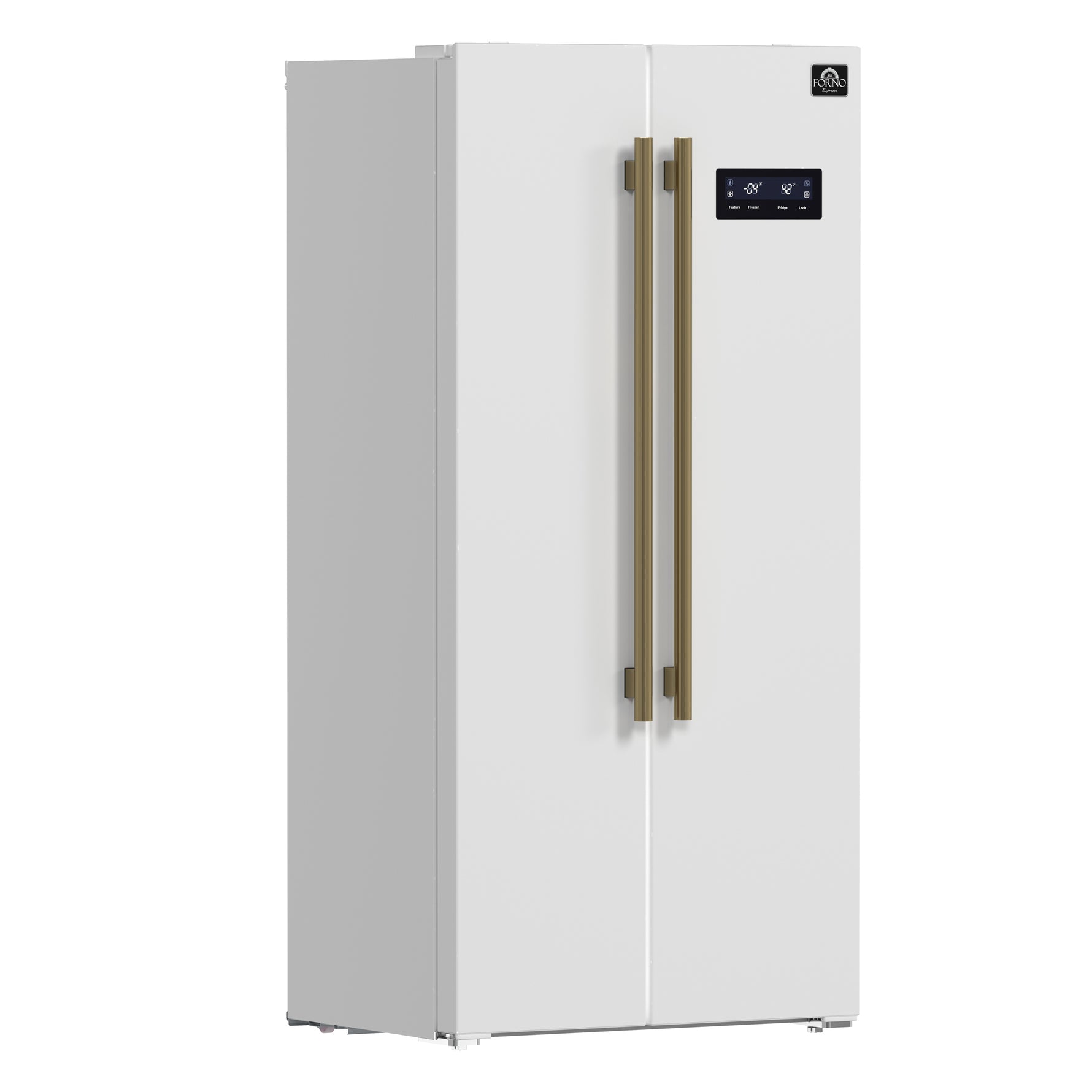 Forno Salerno Espresso 33-Inch White Side-by-Side Refrigerator, 15.6 Cu. Ft., Energy-Efficient, No Frost, Modern Design - BonPrix Électroménagers