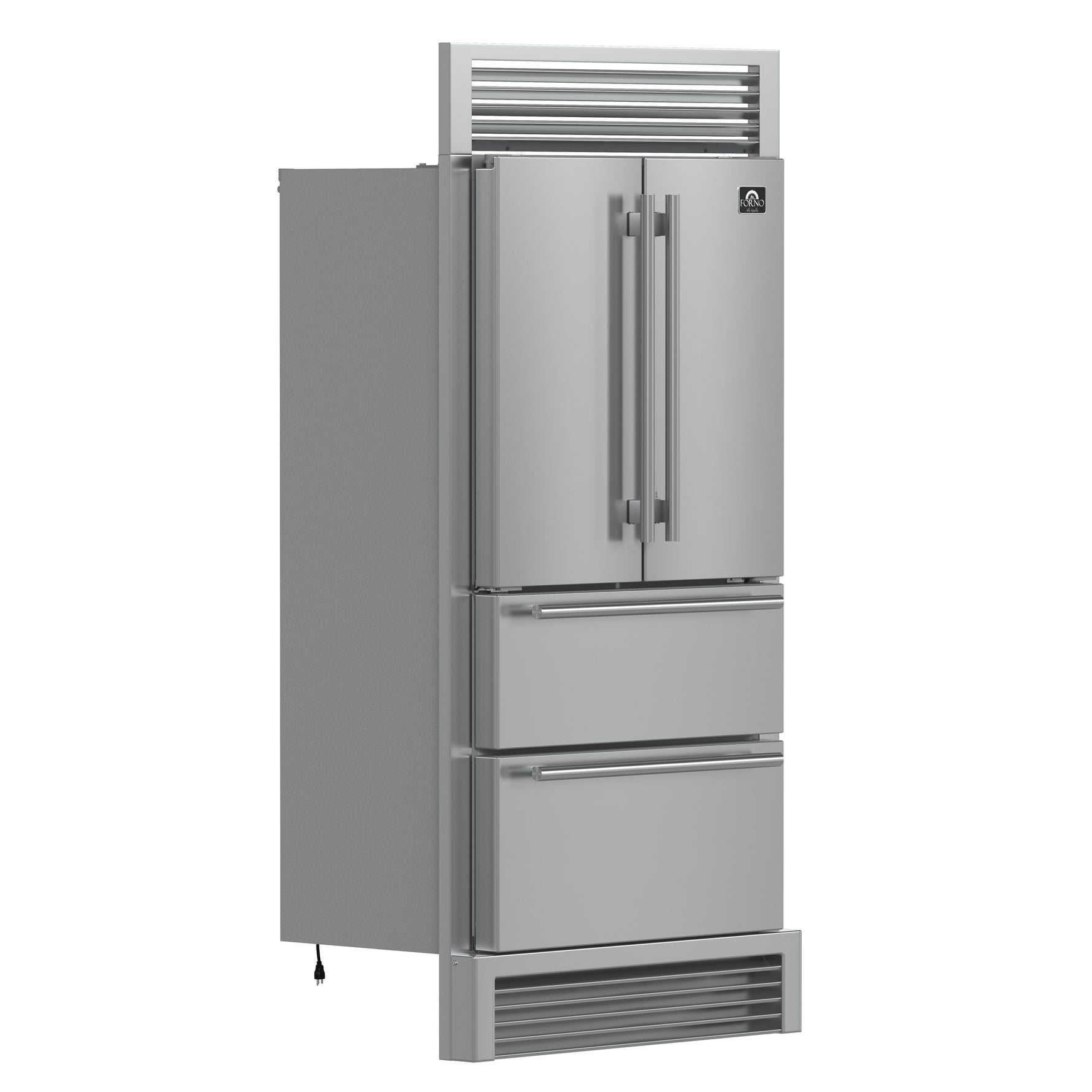 Forno Moena 40-Inch French Door Refrigerator, Stainless Steel, 19.2 cu.ft, Decorative Grill, ENERGY STAR Certified - BonPrix Électroménagers