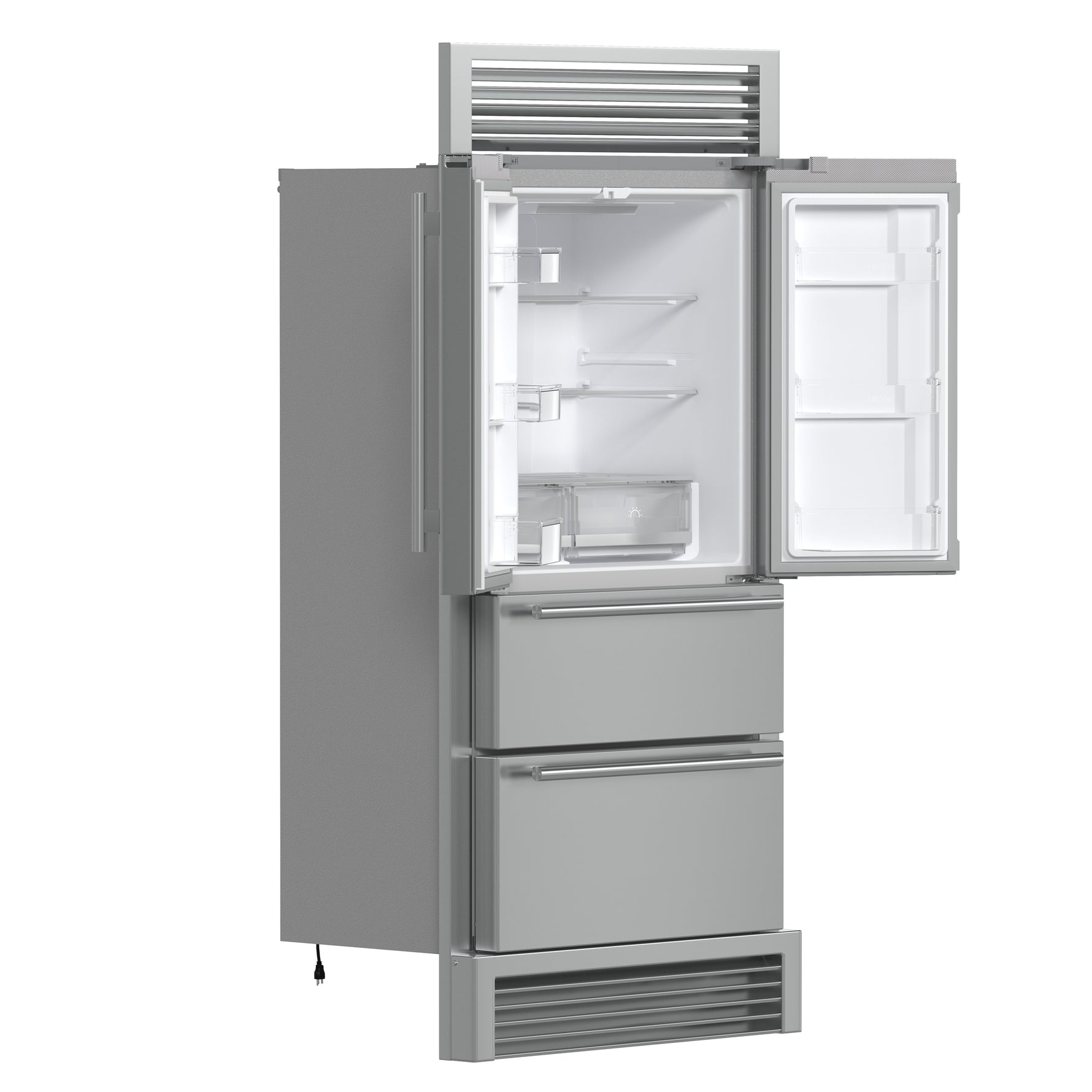 Forno Moena 40-Inch French Door Refrigerator, Stainless Steel, 19.2 cu.ft, Decorative Grill, ENERGY STAR Certified - BonPrix Électroménagers
