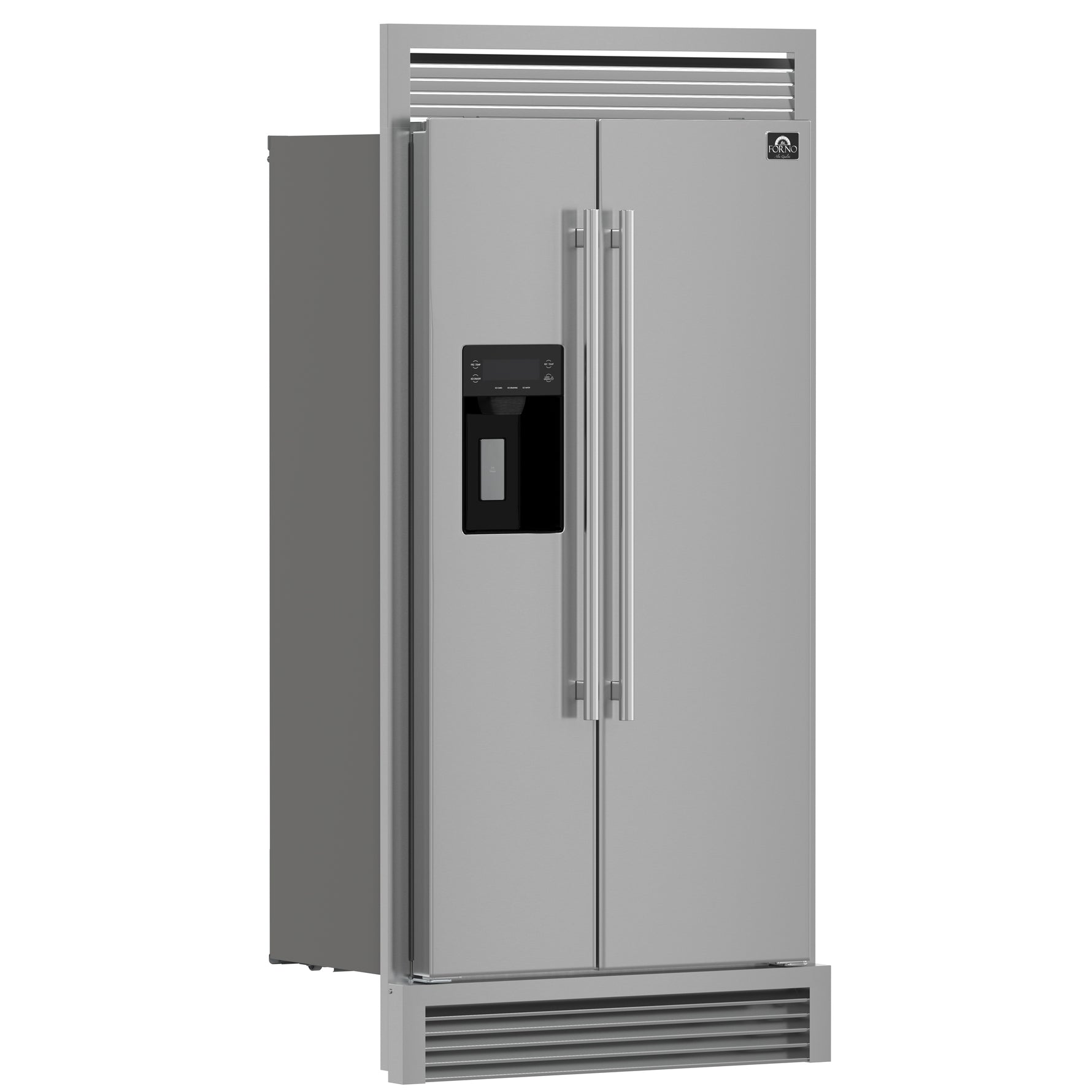 Forno Salerno 40-Inch Built-In Stainless Steel Refrigerator, 20 cu.ft, Decorative Grill, ENERGY STAR Certified - BonPrix Électroménagers