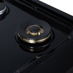 Valente 36" Gas Cooktop in Black, 6 Sealed burners, 71,000 BUT Output, 1 Antique Brass Dual-Ring Burner, Continuous Cast Iron Grates
