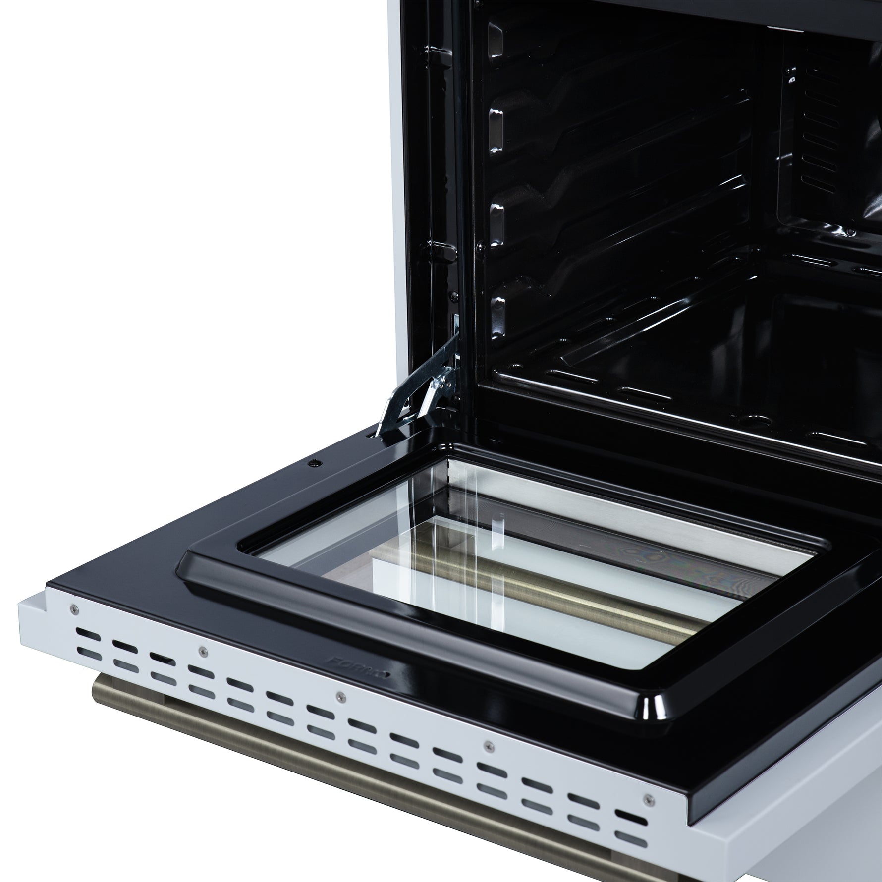 Forno Breno 24 Inch Freestanding Gas Range in White with Antique Brass, Compact Design - BonPrix Électroménagers