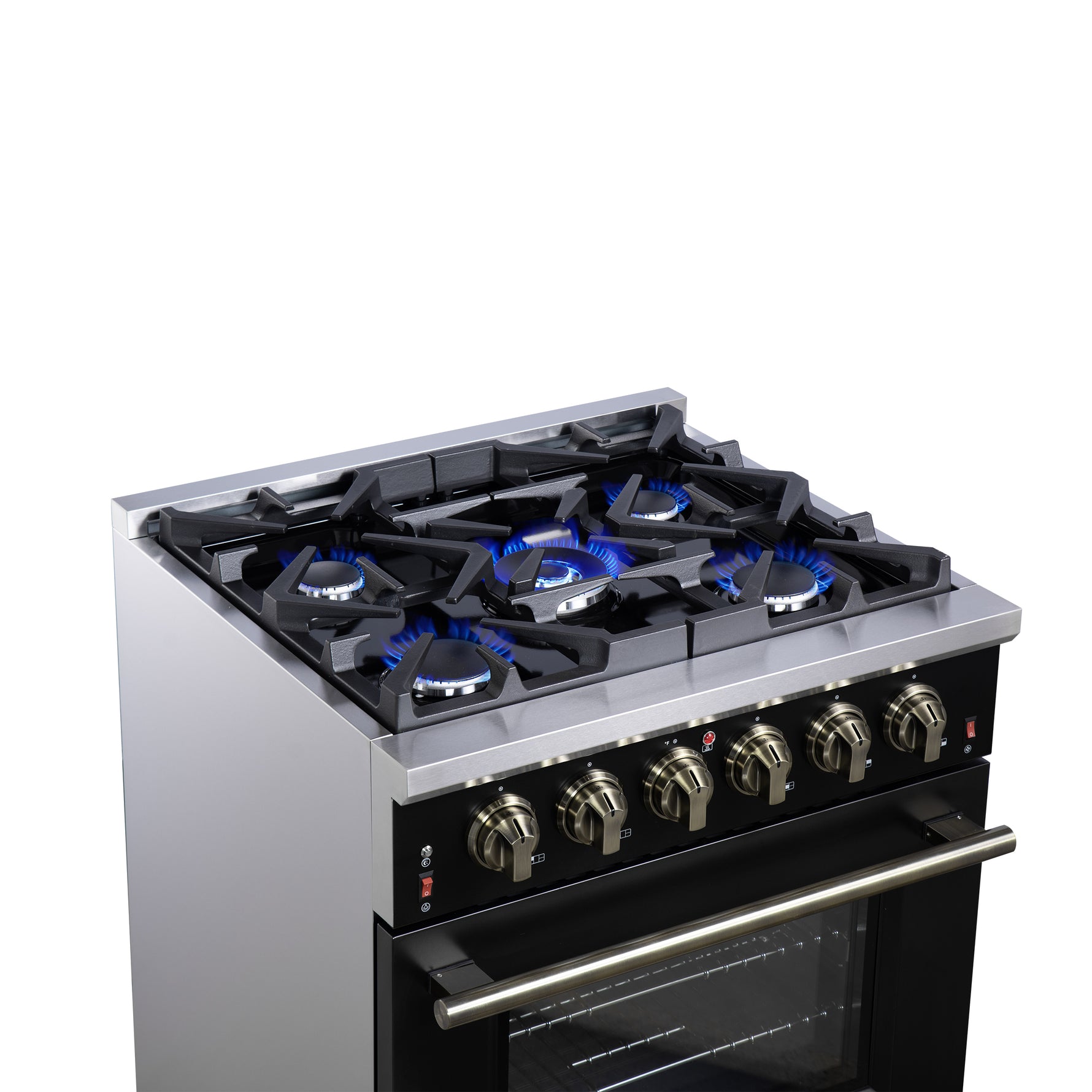 Forno Massimo 30-Inch Black Freestanding Gas Range, 5 Burners, True Convection Oven - BonPrix Électroménagers