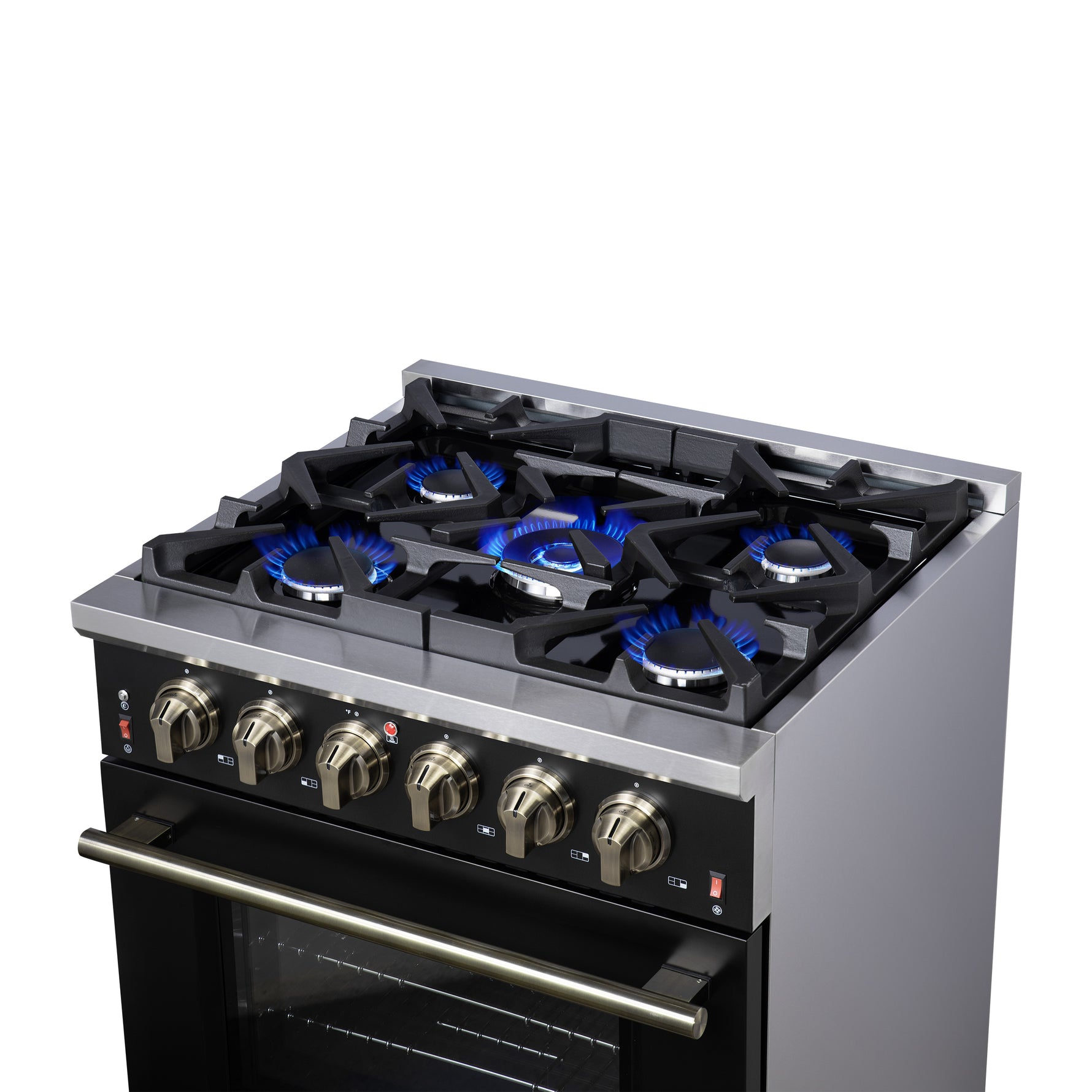 Forno Massimo 30-Inch Black Freestanding Gas Range, 5 Burners, True Convection Oven - BonPrix Électroménagers