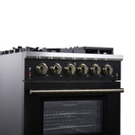Forno Massimo 30-Inch Black Freestanding Gas Range, 5 Burners, True Convection Oven - BonPrix Électroménagers