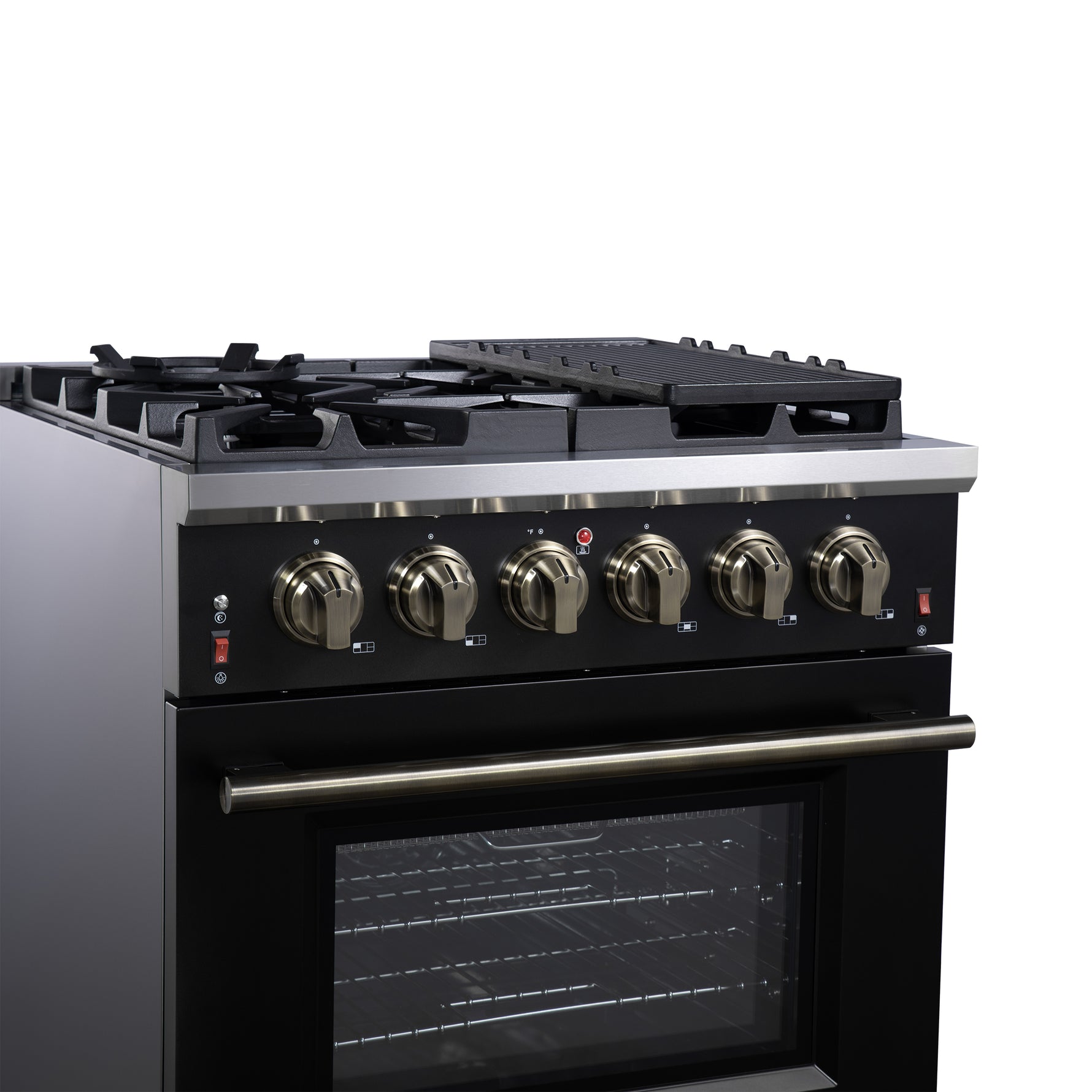 Forno Massimo 30-Inch Black Freestanding Gas Range, 5 Burners, True Convection Oven - BonPrix Électroménagers