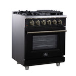Forno Massimo 30-Inch Black Freestanding Gas Range, 5 Burners, True Convection Oven - BonPrix Électroménagers