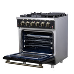 Forno Massimo 30-Inch Black Freestanding Gas Range, 5 Burners, True Convection Oven - BonPrix Électroménagers