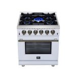 Forno Massimo 30-Inch White Freestanding Gas Range, 5 Burners, True Convection Oven - BonPrix Électroménagers