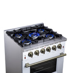 Forno Massimo 30-Inch White Freestanding Gas Range, 5 Burners, True Convection Oven - BonPrix Électroménagers
