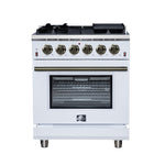 Forno Massimo 30-Inch White Freestanding Gas Range, 5 Burners, True Convection Oven - BonPrix Électroménagers