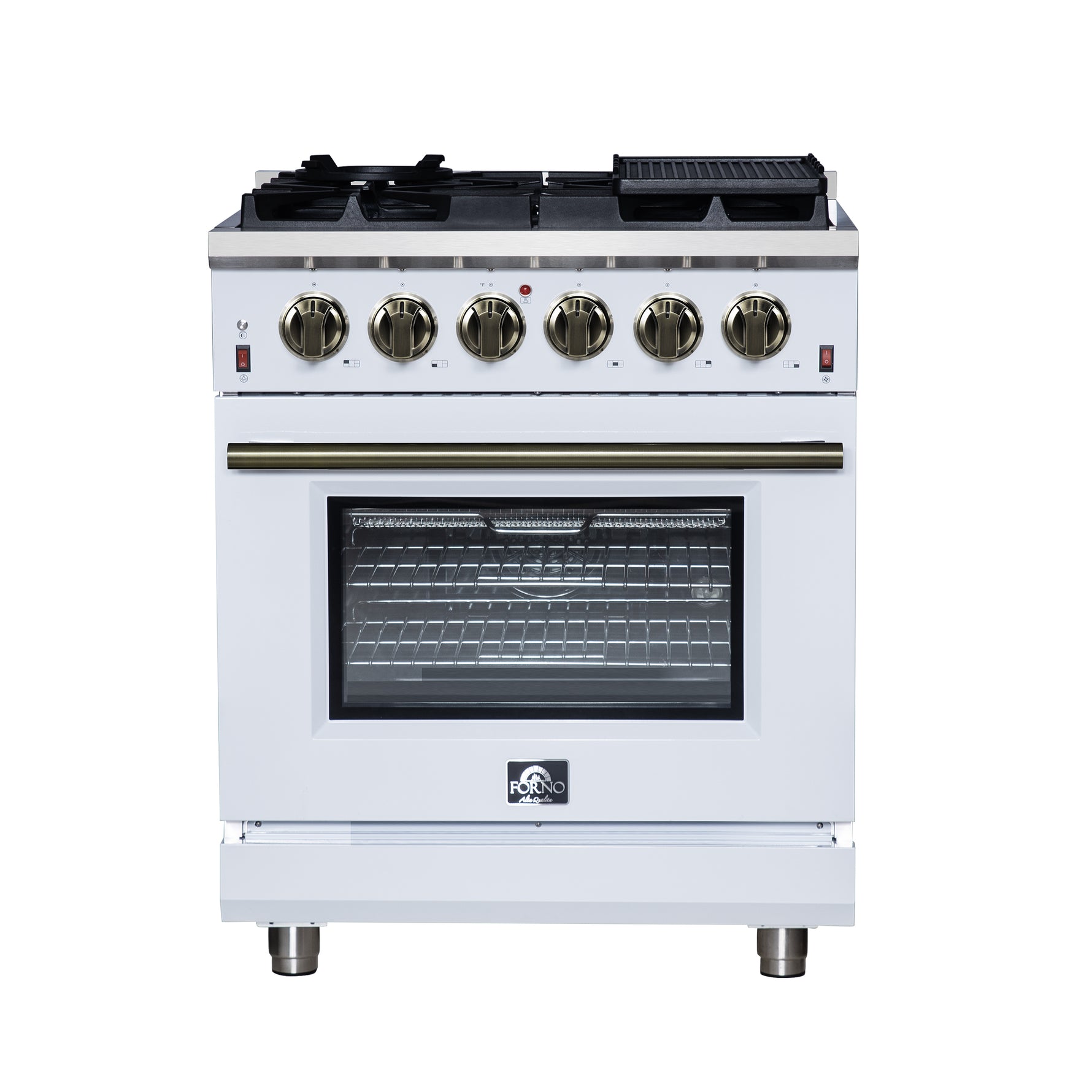 Forno Massimo 30-Inch White Freestanding Gas Range, 5 Burners, True Convection Oven - BonPrix Électroménagers