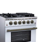 Forno Massimo 30-Inch White Freestanding Gas Range, 5 Burners, True Convection Oven - BonPrix Électroménagers