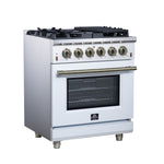 Forno Massimo 30-Inch White Freestanding Gas Range, 5 Burners, True Convection Oven - BonPrix Électroménagers