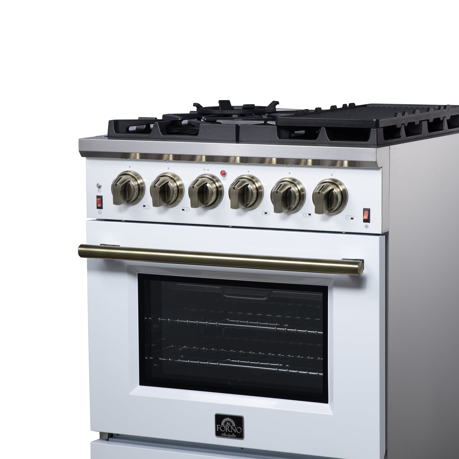 Forno Massimo 30-Inch White Freestanding Gas Range, 5 Burners, True Convection Oven - BonPrix Électroménagers