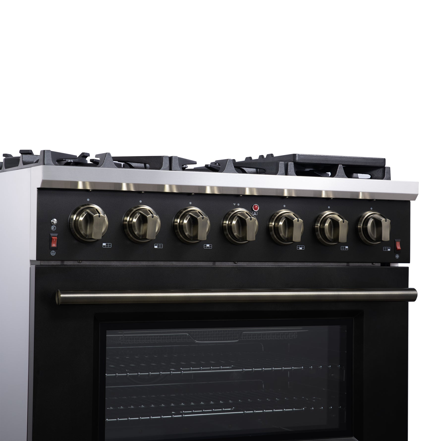 Forno Massimo 36-Inch Black Freestanding Gas Range, 6 Sealed Burners, Convection Oven, Energy Efficient - BonPrix Électroménagers
