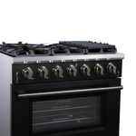 Forno Massimo 36-Inch Black Freestanding Gas Range, 6 Sealed Burners, Convection Oven, Energy Efficient - BonPrix Électroménagers